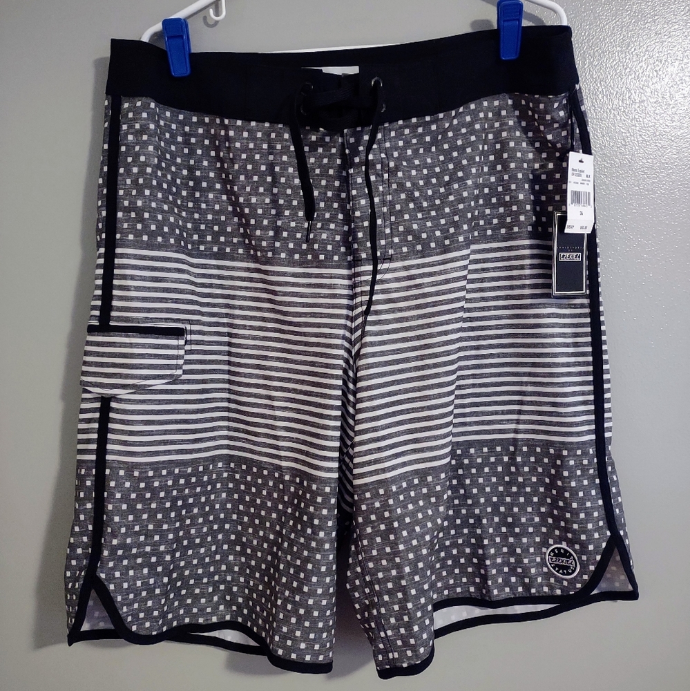 NWT Ezekiel Swim/Board Shorts, Size 36, Black and Gray, Excellent Condition